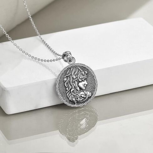 قلادة WINNNICACA القوطية هدايا الأساطير اليونانية للنساء والرجال من الفضة الإسترلينية مجوهرات ميدوسا أثينا in Kuwait