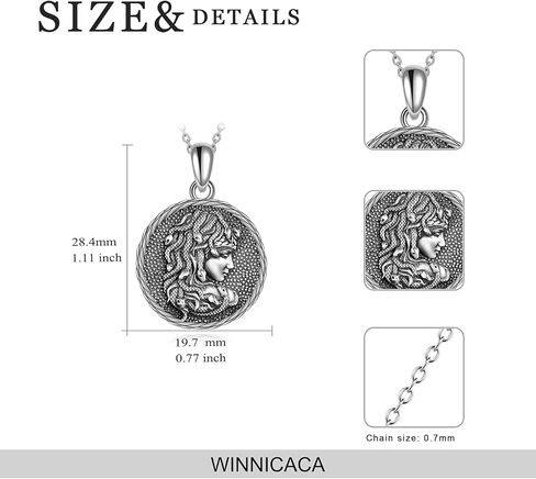 قلادة WINNNICACA القوطية هدايا الأساطير اليونانية للنساء والرجال من الفضة الإسترلينية مجوهرات ميدوسا أثينا in Kuwait