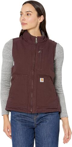 Carhartt Women's Relaxed Fit Washed Duck Sherpa-Lined Mock-Neck Vest in Saudi Arabia