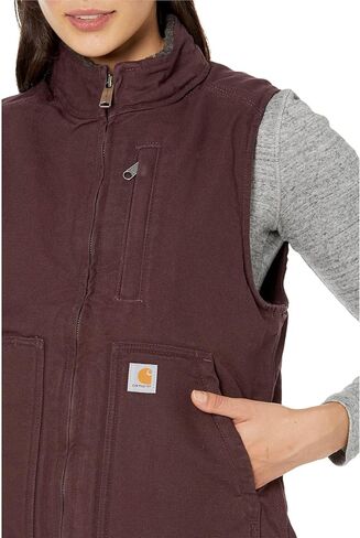 Carhartt Women's Relaxed Fit Washed Duck Sherpa-Lined Mock-Neck Vest in Saudi Arabia
