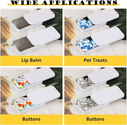100 Pack Mini Metal Slide Top Tin Containers, Small Metal Tin Containers with Lids 2.36 X 1.3 X 0.4 Rectangular Empty Tin Storage Box for Jewelry, Cosmetic, Crafts, Pills(White) in Kuwait
