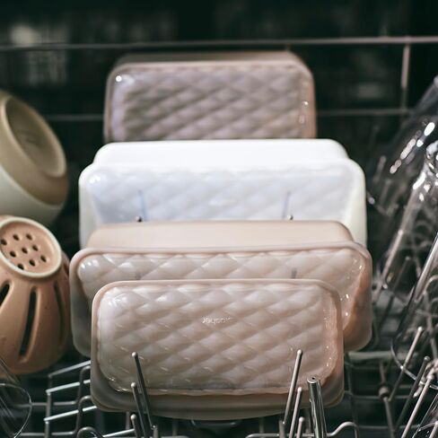 Stasher Reusable Silicone Travel Makeup Bag, Storage Bag Organizer, Dishwasher Safe, Leak-free, Beauty Touch-Up, Taupe in Kuwait