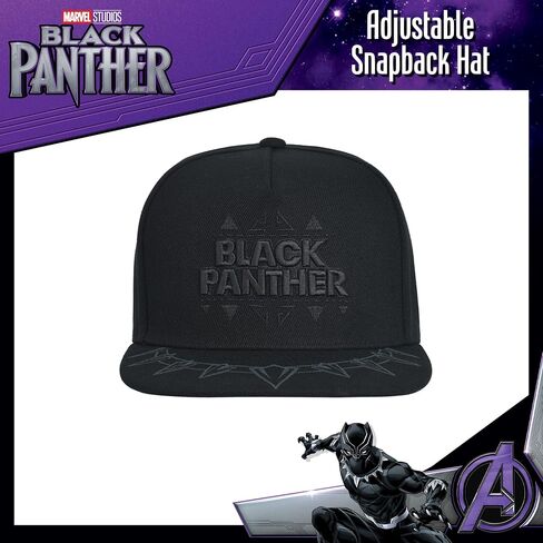 Concept One Marvel Black Panther Baseball Cap, Claw Necklace Snapback Flat Brim Hat, Black, One Size in Saudi Arabia