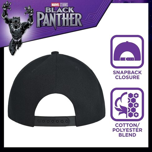 Concept One Marvel Black Panther Baseball Cap, Claw Necklace Snapback Flat Brim Hat, Black, One Size in Saudi Arabia