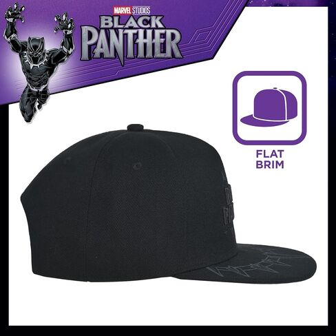 Concept One Marvel Black Panther Baseball Cap, Claw Necklace Snapback Flat Brim Hat, Black, One Size in Saudi Arabia