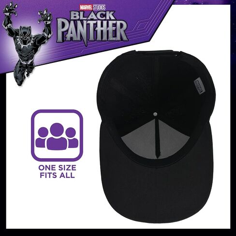 Concept One Marvel Black Panther Baseball Cap, Claw Necklace Snapback Flat Brim Hat, Black, One Size in Saudi Arabia