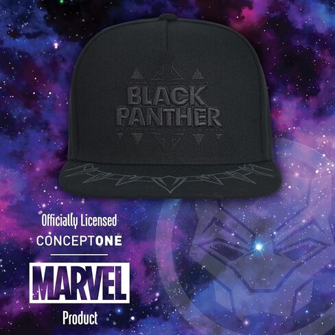 Concept One Marvel Black Panther Baseball Cap, Claw Necklace Snapback Flat Brim Hat, Black, One Size in Saudi Arabia