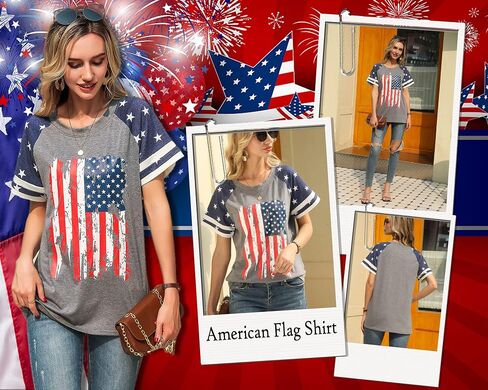 American Flag Shirt Women 4th of July Shirts USA Flag Graphic Patriotic Tshirt Raglan Color Block Tops in Saudi Arabia