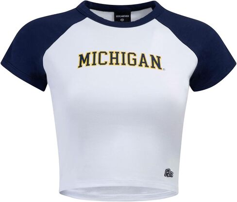 Hype & Vice Homerun Tee for Women - University of Michigan Tank Top for Women, Crop T-Shirt, College Shirts for Game Days in Saudi Arabia