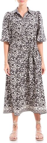 Max Studio Women's Spring 2023 Chic Fashion Casual Printed Puff Sleeve Midi Everyday Shirt Dress in Saudi Arabia