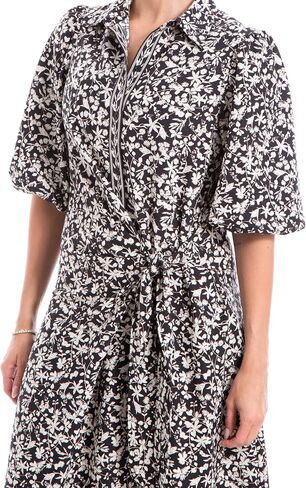 Max Studio Women's Spring 2023 Chic Fashion Casual Printed Puff Sleeve Midi Everyday Shirt Dress in Saudi Arabia