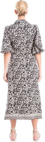 Max Studio Women's Spring 2023 Chic Fashion Casual Printed Puff Sleeve Midi Everyday Shirt Dress in Saudi Arabia