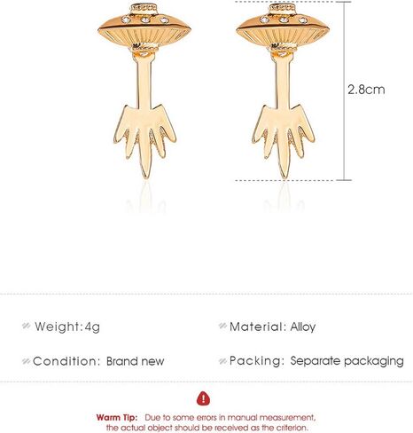 أقراط UFO للنساء، مكعب زركونيا ذهبية سبيسفينة فضاء متدلى لا يسبب الحساسية، أقراط فضاء مجوهرات الكوكب هدايا مضحكة للبنات, معدن, غير معروف in Kuwait