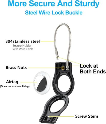 SCALLOP for Airtag (1st & 2nd Gen) Keychain Holder with Wire Cable, Secure Lock Airtag Holder,360°Protective Air Tag Case Holder for Key Chain,Key Ring,Car Keys,Luggage Compatible Apple Air tag in Kuwait