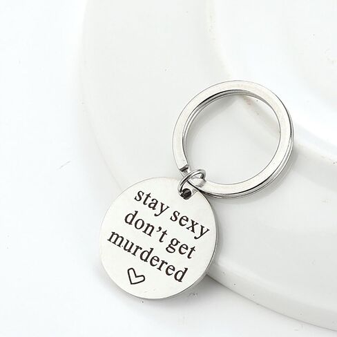 Friends Gift Stainless Steel My Favorite Murder Keychain Stay Sexy Don't Get Murdered Keychain Necklace in Saudi Arabia
