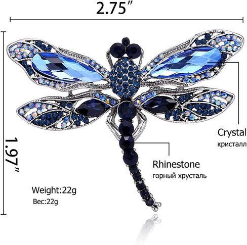 Xjoyous Dragonfly Rhinestone Pins Brooches for Women Fashion Jewelry Vintage Metal Crystal Pins and Brooch Accessories in Saudi Arabia