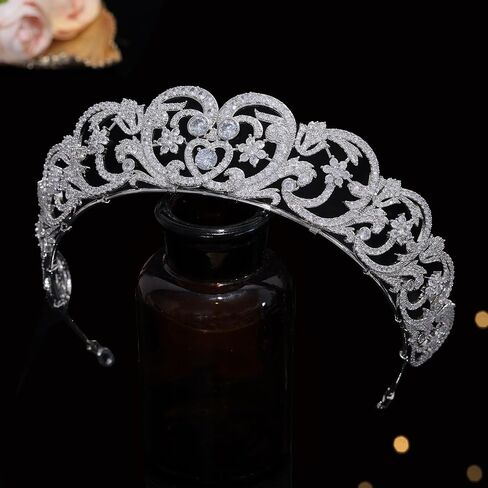 Aoligrace Cubic Zirconia Princess Diana Tiaras and Crowns Luxury European Royal Quinceanera Headpiece Bridal Hair Accessories in Saudi Arabia