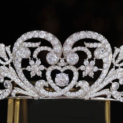 Aoligrace Cubic Zirconia Princess Diana Tiaras and Crowns Luxury European Royal Quinceanera Headpiece Bridal Hair Accessories in Saudi Arabia