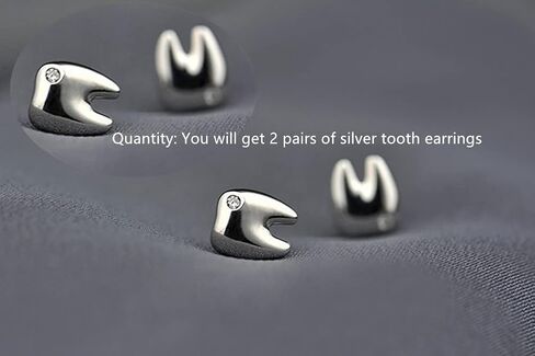 2 Pairs Cute Tooth Stud Earrings for Women Men Fashion Funny Tiny Crystal Tooth Earrings Set Jewelry for Gift Dental Student Dentist Dental Assistant Gift in Saudi Arabia