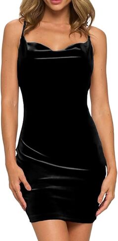 فستان مخملي بدون أكمام ورقبة واسعة وحزام سباغيتي فستان كوكتيل أنيق قصير فستان مثير للحفلات in Kuwait