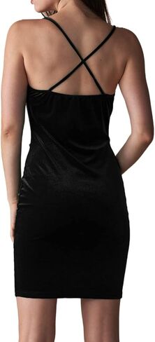 فستان مخملي بدون أكمام ورقبة واسعة وحزام سباغيتي فستان كوكتيل أنيق قصير فستان مثير للحفلات in Kuwait