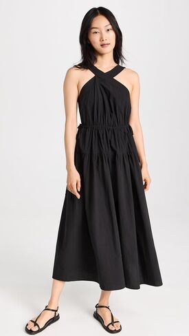 Madewell Women's Poplin Halter Tiered Midi Dress in Saudi Arabia