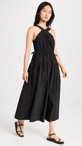 Madewell Women's Poplin Halter Tiered Midi Dress in Saudi Arabia