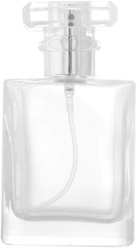 زجاجة عطر Enslz 50 مل (1.69 أونصة) سميكة مربعة من زجاج الصوان قابلة لإعادة الملء، زجاجة فارغة مربعة محمولة لرذاذ الكولونيا مع أداة رش للسفر (أسود) in Kuwait