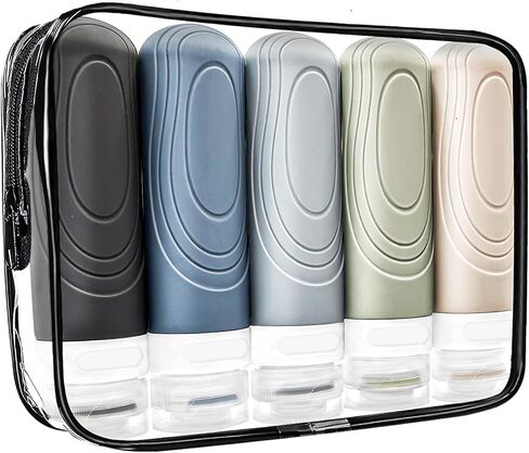 Travel Bottles for Toiletries, 5 Pcs Tsa Approved Toiletry Bottles Travel Size Bottles, 3oz Silicone Travel Size Containers, Leak Proof Shampoo and Conditioner Bottles Travel Accessories in Saudi Arabia