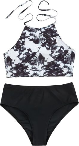 SOLY HUX Bikini Sets for Women Tie Dye Halter High Waisted Bikini Bathing Suits 2 Piece Swimsuit in Saudi Arabia