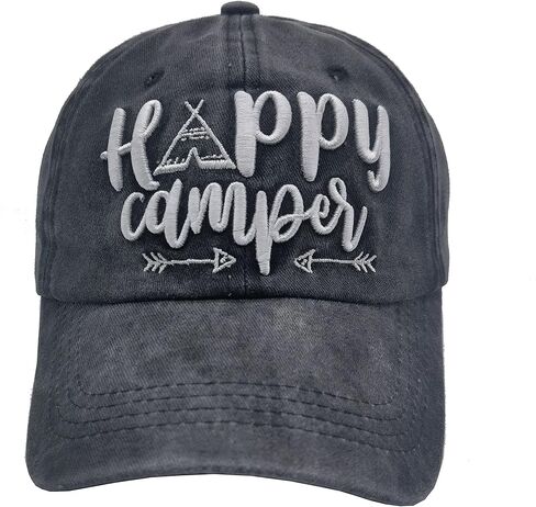 Embroidered Happy Camper Baseball Cap Distressed Dad Hat for Men Women in Kuwait