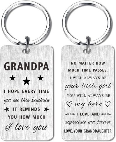 Gezxin Grandpa Gift for Men, Grandpa Fathers Day Keychain Gift from Grandchildren Granddaughter, My Grandpa Birthday Gift Ideas, Grandfather Christmas Xmas Valentines Wedding Grandparents Day Present in Saudi Arabia