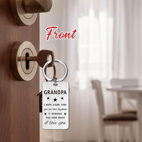 Gezxin Grandpa Gift for Men, Grandpa Fathers Day Keychain Gift from Grandchildren Granddaughter, My Grandpa Birthday Gift Ideas, Grandfather Christmas Xmas Valentines Wedding Grandparents Day Present in Saudi Arabia