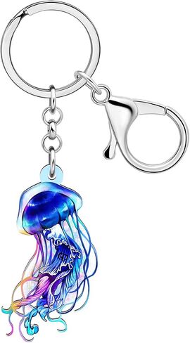 Acrylic Jellyfish Octopus Keychains Ocean Animals Car Key Ring Gifts for Women Girls Bag Charms Accessories in Saudi Arabia