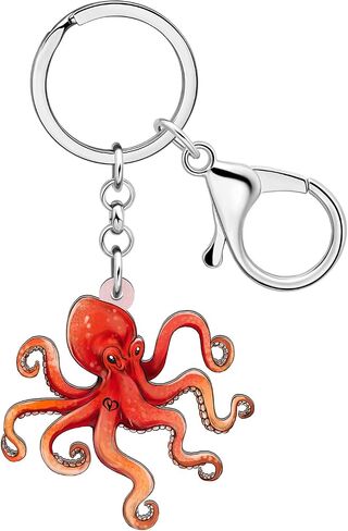 Acrylic Jellyfish Octopus Keychains Ocean Animals Car Key Ring Gifts for Women Girls Bag Charms Accessories in Saudi Arabia