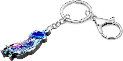 Acrylic Jellyfish Octopus Keychains Ocean Animals Car Key Ring Gifts for Women Girls Bag Charms Accessories in Saudi Arabia