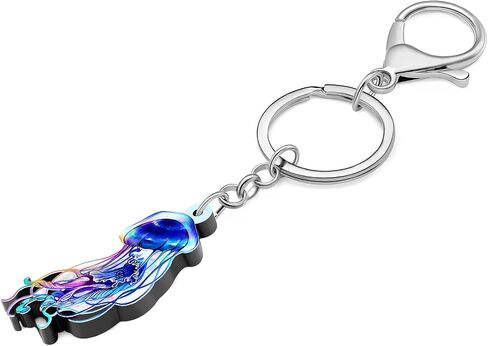 Acrylic Jellyfish Octopus Keychains Ocean Animals Car Key Ring Gifts for Women Girls Bag Charms Accessories in Saudi Arabia