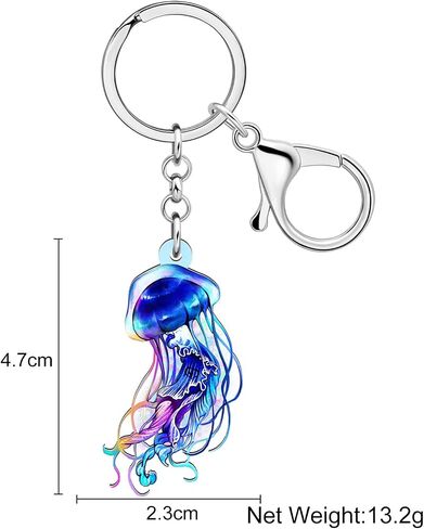 Acrylic Jellyfish Octopus Keychains Ocean Animals Car Key Ring Gifts for Women Girls Bag Charms Accessories in Saudi Arabia