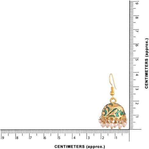 أقراط I Jewels الهندية بوليوود المطلية بالذهب التقليدية واللؤلؤ الصناعي المطلي بالمينا العرقية للنساء (E2547) in Kuwait