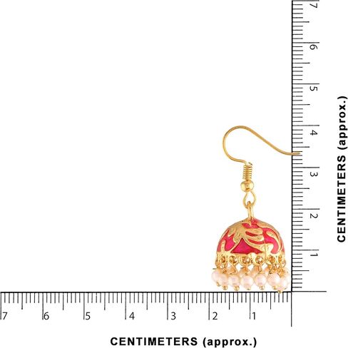 أقراط I Jewels الهندية بوليوود المطلية بالذهب التقليدية واللؤلؤ الصناعي المطلي بالمينا العرقية للنساء (E2547) in Kuwait