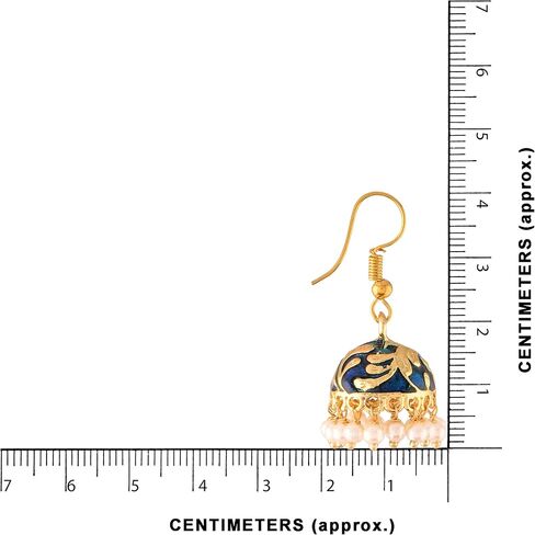 أقراط I Jewels الهندية بوليوود المطلية بالذهب التقليدية واللؤلؤ الصناعي المطلي بالمينا العرقية للنساء (E2547) in Kuwait