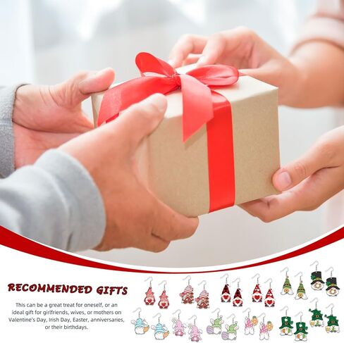 12 زوجًا من أقراط جنوم لعيد الحب للنساء عيد القديس باتريك عيد الفصح جنوم مجوهرات هدية للنساء والفتيات قلادة أكريليك قطرة متدلية طقم أقراط إكسسوارات مجوهرات in Kuwait