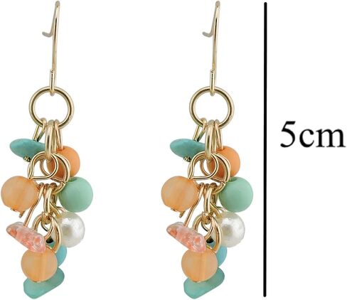 مجموعة أقراط COIRIS مكونة من 4 أزواج للنساء من أقراط متدلية بشراشيب أخضر زيتوني/أقراط مطرزة بالخرز in Kuwait