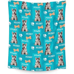 Husky Dog Blanket for Husky Lovers - 40x50 Inches Crib Size - Soft Cozy Fuzzy Blanket Gift - Light Blue Cute Throw Blanket for Couch, Chair, Office