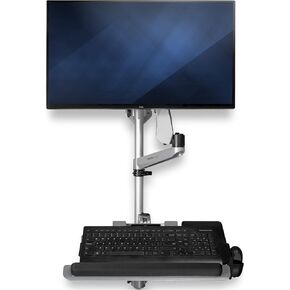 StarTech.com Wall Mount Workstation - Articulating Full Motion Standing Desk with Ergonomic Height Adjustable Monitor & Keyboard Tray Arm-Mouse - VESA Display (WALLSTS1), black, 19.7" x 26.3" x 31.5"