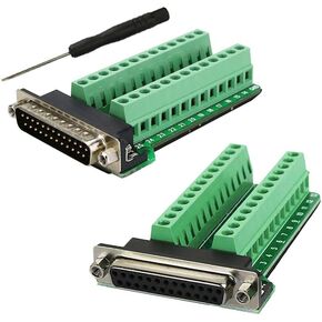Twinklebay DB25 Breakout Connector D-sub Breakout 25 Pin Connector with Nut (Male Adapter x 1, Female Adapter x 1)
