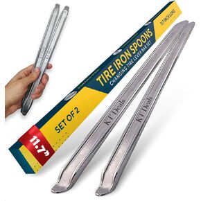 Tire Iron Spoons Changing Tire Lever Bar Set Tire Repair Tool Kit Rim Lifter Tire Changer Remove Tyre Heavy Duty Metal Steel for Motorcycle Bike Scooter Bicycle Mower and More (2 Pack)