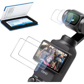 (2 Pack) DJI Osmo Action 4 Action 3 Screen Protector, 9H Ultra Clear Tempered Glass Lens Protector + LCD Display Film for Osmo Action 4 Action 3, 0.3mm Anti-Fingerprint Anti-Scrach Camera Protector Cover