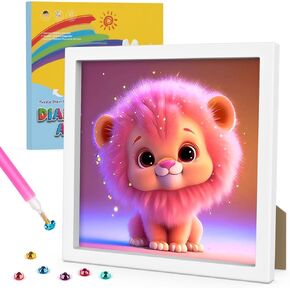 Genius maker Diamond Art Kits for Kids with Frame, Cat Diamond Art Kits Painting for Kids, Diamond Gem Art Gifts for Girls Boys Ages 4-8-12, Painting Arts and Crafts for Home Room Decor(7x7inch)