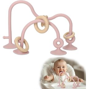 Socub High Chair Toys with Suction Cups for Infant Toddlers 6-12 18 Months, Educational Interactive Table Toys | Silicone Teething Toy | Baby Sensory Chew Toy for Baby Boys Girls (Pink) in Kuwait